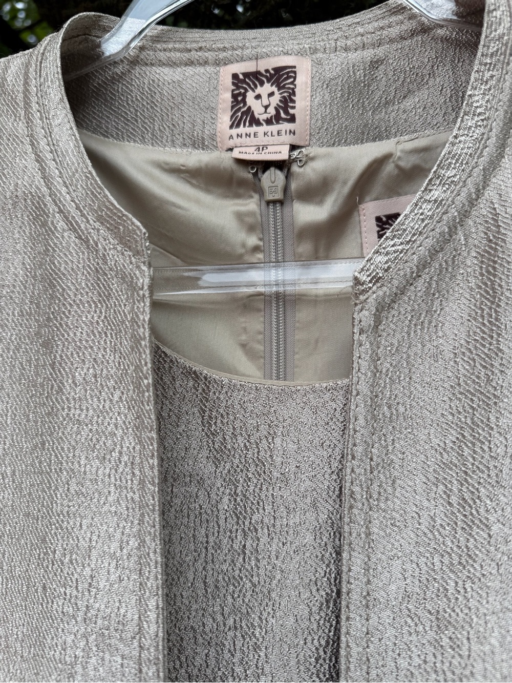 Anne Klein Metallic Ivory Coat and Sheath Dress